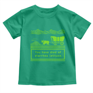 Retro 8-Bit Pixel 80s Game Over Parody Graphic Toddler T Shirt You Have Died Of Diarrhea Lettuce