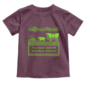 Retro 8-Bit Pixel 80s Game Over Parody Graphic Toddler T Shirt You Have Died Of Diarrhea Lettuce