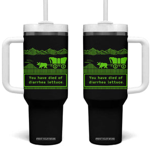 Retro 8-Bit Pixel 80s Game Over Parody Graphic Tumbler With Handle You Have Died Of Diarrhea Lettuce