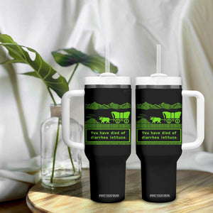 Retro 8-Bit Pixel 80s Game Over Parody Graphic Tumbler With Handle You Have Died Of Diarrhea Lettuce
