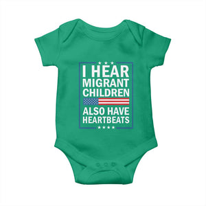I Hear Migrant Children Also Have Heartbeats Baby Onesie Patriotic American Flag Human Rights