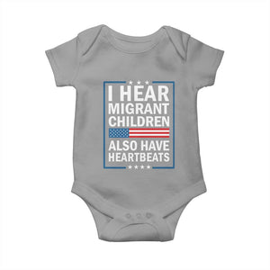 I Hear Migrant Children Also Have Heartbeats Baby Onesie Patriotic American Flag Human Rights