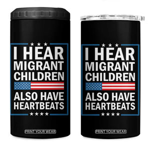 I Hear Migrant Children Also Have Heartbeats 4 in 1 Can Cooler Tumbler Patriotic American Flag Human Rights
