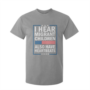 I Hear Migrant Children Also Have Heartbeats T Shirt For Kid Patriotic American Flag Human Rights