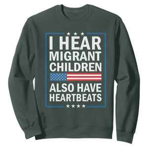 I Hear Migrant Children Also Have Heartbeats Sweatshirt Patriotic American Flag Human Rights