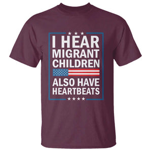 I Hear Migrant Children Also Have Heartbeats T Shirt Patriotic American Flag Human Rights
