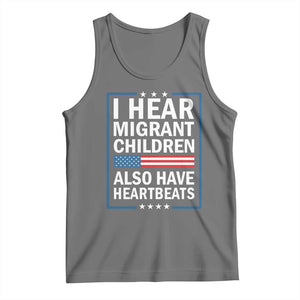 I Hear Migrant Children Also Have Heartbeats Tank Top Patriotic American Flag Human Rights
