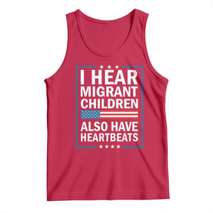 I Hear Migrant Children Also Have Heartbeats Tank Top Patriotic American Flag Human Rights