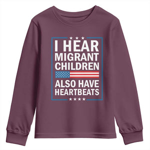 I Hear Migrant Children Also Have Heartbeats Youth Sweatshirt Patriotic American Flag Human Rights