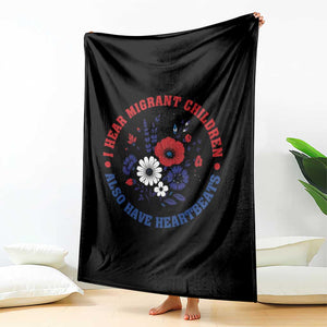I Hear Migrant Children Also Have Heartbeats Throw Blanket Patriotic Red White Blue Floral Human Rights