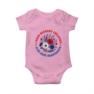 I Hear Migrant Children Also Have Heartbeats Baby Onesie Patriotic Red White Blue Floral Human Rights