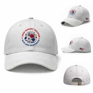 I Hear Migrant Children Also Have Heartbeats Baseball Cap Patriotic Red White Blue Floral Human Rights