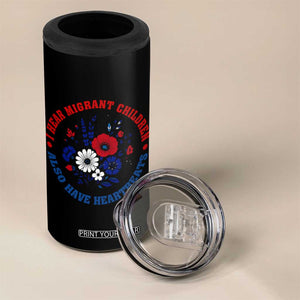 I Hear Migrant Children Also Have Heartbeats 4 in 1 Can Cooler Tumbler Patriotic Red White Blue Floral Human Rights