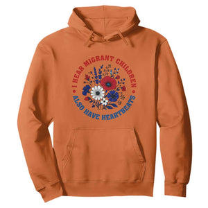 I Hear Migrant Children Also Have Heartbeats Hoodie Patriotic Red White Blue Floral Human Rights