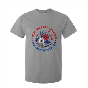 I Hear Migrant Children Also Have Heartbeats T Shirt For Kid Patriotic Red White Blue Floral Human Rights