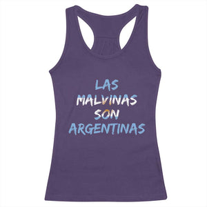 Patriotic Las Malvinas Son Argentinas Flag Racerback Tank Top Argentine Heritage Sun of May Argentina Sovereignty