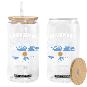 Las Malvinas Island Map Flag Graphic Glass Can Patriotic Sovereignty Argentine Heritage Sun of May Pride