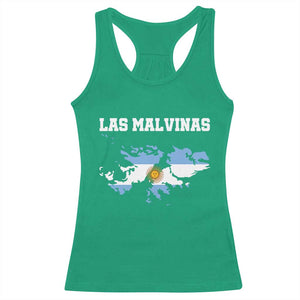 Las Malvinas Island Map Flag Graphic Racerback Tank Top Patriotic Sovereignty Argentine Heritage Sun of May Pride