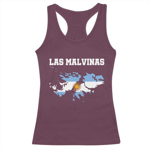 Las Malvinas Island Map Flag Graphic Racerback Tank Top Patriotic Sovereignty Argentine Heritage Sun of May Pride