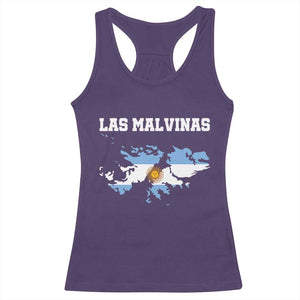 Las Malvinas Island Map Flag Graphic Racerback Tank Top Patriotic Sovereignty Argentine Heritage Sun of May Pride