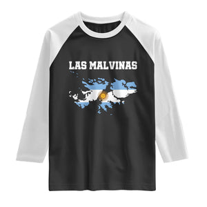 Las Malvinas Island Map Flag Graphic Raglan Shirt Patriotic Sovereignty Argentine Heritage Sun of May Pride