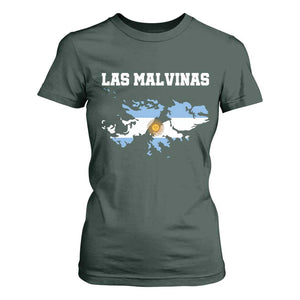 Las Malvinas Island Map Flag Graphic T Shirt For Women Patriotic Sovereignty Argentine Heritage Sun of May Pride
