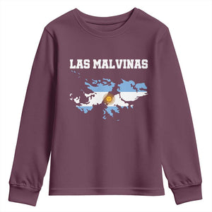 Las Malvinas Island Map Flag Graphic Youth Sweatshirt Patriotic Sovereignty Argentine Heritage Sun of May Pride