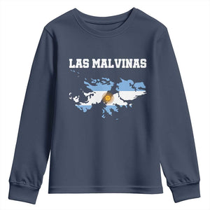 Las Malvinas Island Map Flag Graphic Youth Sweatshirt Patriotic Sovereignty Argentine Heritage Sun of May Pride