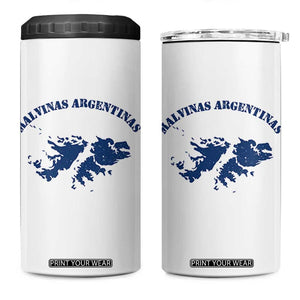 Retro Malvinas Argentinas Distressed Map Graphic 4 in 1 Can Cooler Tumbler Argentine Island Sovereignty Heritage Pride