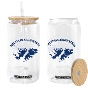 Retro Malvinas Argentinas Distressed Map Graphic Glass Can Argentine Island Sovereignty Heritage Pride
