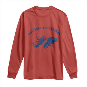 Retro Malvinas Argentinas Distressed Map Graphic Long Sleeve Shirt Argentine Island Sovereignty Heritage Pride