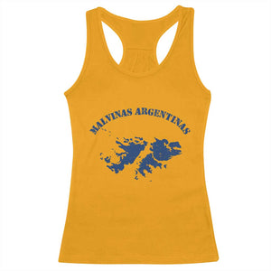 Retro Malvinas Argentinas Distressed Map Graphic Racerback Tank Top Argentine Island Sovereignty Heritage Pride