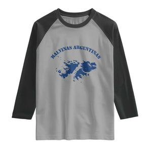 Retro Malvinas Argentinas Distressed Map Graphic Raglan Shirt Argentine Island Sovereignty Heritage Pride