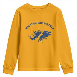 Retro Malvinas Argentinas Distressed Map Graphic Youth Sweatshirt Argentine Island Sovereignty Heritage Pride