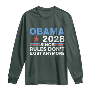 Obama 2028 Since Rules Dont Exist Anymore Long Sleeve Shirt Political Satire Red White and Blue