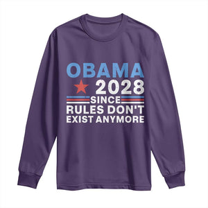 Obama 2028 Since Rules Dont Exist Anymore Long Sleeve Shirt Political Satire Red White and Blue