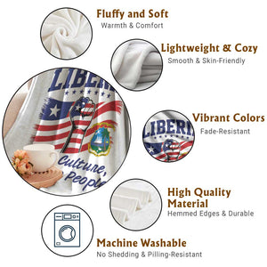 Liberia Rich Culture Strong People Patriotic Throw Blanket Liberian Flag Fist Coat Of Arms Heritage Pride