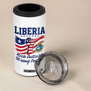 Liberia Rich Culture Strong People Patriotic 4 in 1 Can Cooler Tumbler Liberian Flag Fist Coat Of Arms Heritage Pride