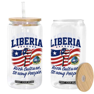 Liberia Rich Culture Strong People Patriotic Glass Can Liberian Flag Fist Coat Of Arms Heritage Pride