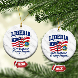 Liberia Rich Culture Strong People Patriotic Ceramic Ornament Liberian Flag Fist Coat Of Arms Heritage Pride