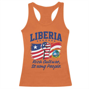 Liberia Rich Culture Strong People Patriotic Racerback Tank Top Liberian Flag Fist Coat Of Arms Heritage Pride