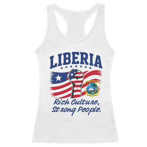 Liberia Rich Culture Strong People Patriotic Racerback Tank Top Liberian Flag Fist Coat Of Arms Heritage Pride