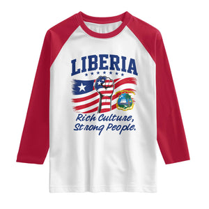 Liberia Rich Culture Strong People Patriotic Raglan Shirt Liberian Flag Fist Coat Of Arms Heritage Pride