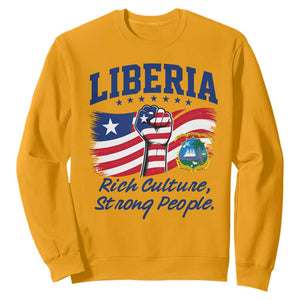 Liberia Rich Culture Strong People Patriotic Sweatshirt Liberian Flag Fist Coat Of Arms Heritage Pride