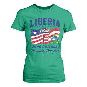 Liberia Rich Culture Strong People Patriotic T Shirt For Women Liberian Flag Fist Coat Of Arms Heritage Pride