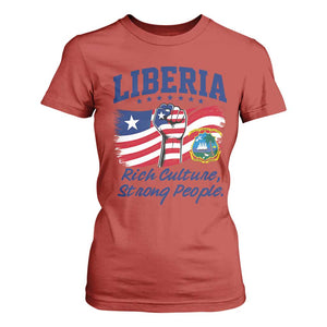 Liberia Rich Culture Strong People Patriotic T Shirt For Women Liberian Flag Fist Coat Of Arms Heritage Pride