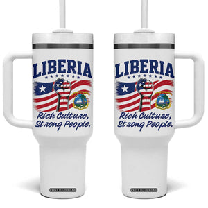 Liberia Rich Culture Strong People Patriotic Tumbler With Handle Liberian Flag Fist Coat Of Arms Heritage Pride