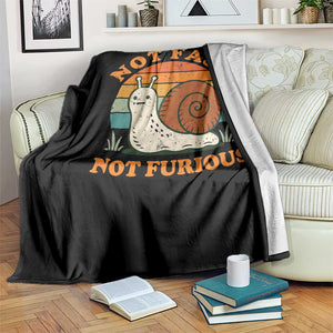 Funny Snail Introvert Slow Living Throw Blanket Not Fast Not Furious Retro Sunset