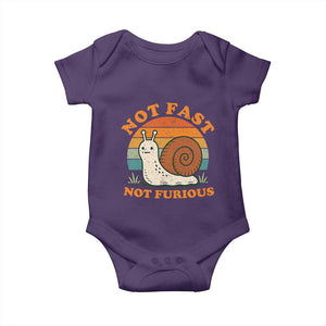 Funny Snail Introvert Slow Living Baby Onesie Not Fast Not Furious Retro Sunset