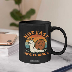Funny Snail Introvert Slow Living Coffee Mug Not Fast Not Furious Retro Sunset